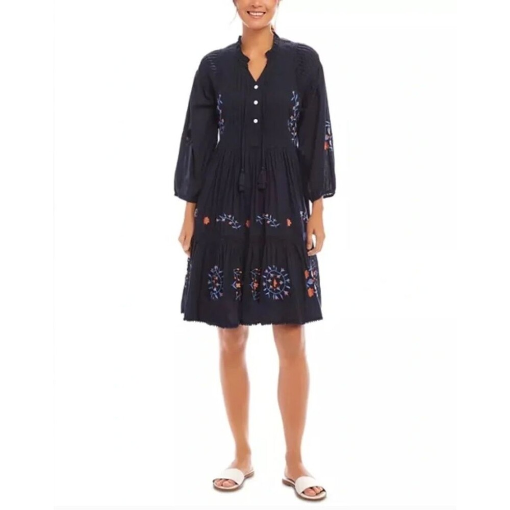 Karen Kane Embroidered Long Sleeve Citrus Splash Dress Size Small NWT